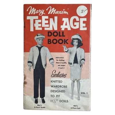 Vintage 1960  s Mary Maxim Barbie & Ken Fashion Doll Knitting Pattern Book
