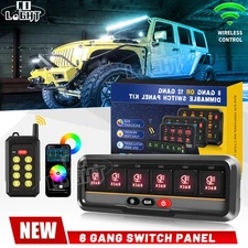 6 Gang Switch Panel ON/OFF Circuit Control Box LED Light Bar For Offroad Marine