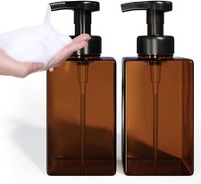 Amber Foaming Soap Dispenser, Refillable Foam Hand Soap Dispenser, Set of 2