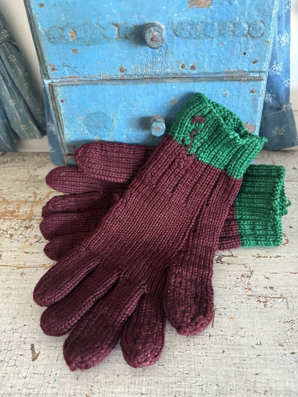 Antique Pennsylvania  Amish Girl Gloves Initials Wonderful Primitive American