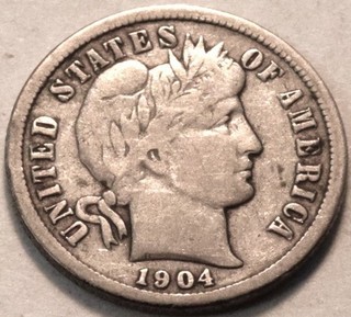 1904 S Barber Dime Middle Grade Full LIBERTY Better Semi KEY Date Silver 10C