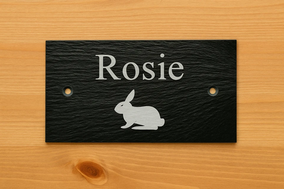 Personalised Engraved Large Slate Plaque Pet Name Cage Hutch Sign For a Rabbit - Image 3 of 4
