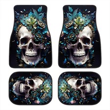 New Flower Skull Car Floor Mat Universal Front Rear Set Water-absorbent Non-slip