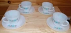 Vintage FireKing Blue Carnation Cups and Saucers Set of 4 Mint Estate Fresh