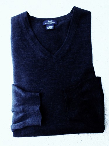 Brooks Brothers Vneck Mens Sweater Navy Blue 88% wool 10 nylon 2% spenx size L - Picture 3 of 5