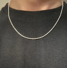 Solid Silver Chain Rope Chain 18in 2mm .925 Italy Stamped