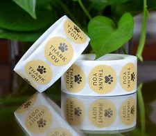 40 DOG PAW THANK YOU STICKERS ENVELOPE SEALS LABELS 1" ROUND FAST SHIPPING