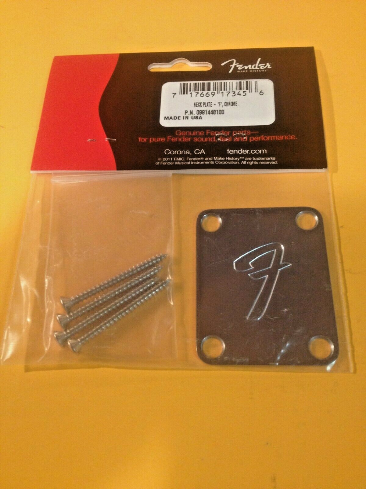 Genuine Fender "F" Neck Plate Chrome with screws eBay