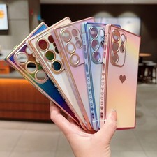 For Samsung Galaxy S24 Ultra S23 S21 FE Dazzling Electroplated Frame Phone Case