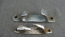(B24) Lot of 2 Chrome Wood Boat Front Deck Hardware Rope Cleat Guides