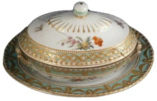 Antique 1790 KPM Berlin Porcelain Kurland Royal Tureen & Plate Porzellan Terrine