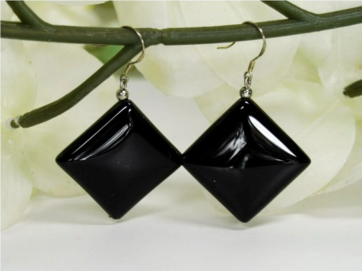 Orecchini in argento sterling 925 fatti a mano con pietra preziosa di onice nero naturale, orecchini con doppia pietra preziosa, regali fatti a mano in stile boho, regali d'amore in argento