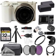 Sony ZV-E10 White  16-50mm Lens 32GB Extra Bat 3 PC Filter-Accessory Kit