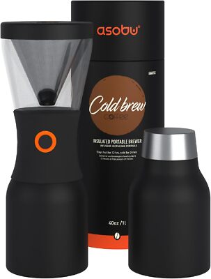Asobu Coldbrew Portable Cold Brew Coffee Maker With a Vacuum Insulated 34 oz.