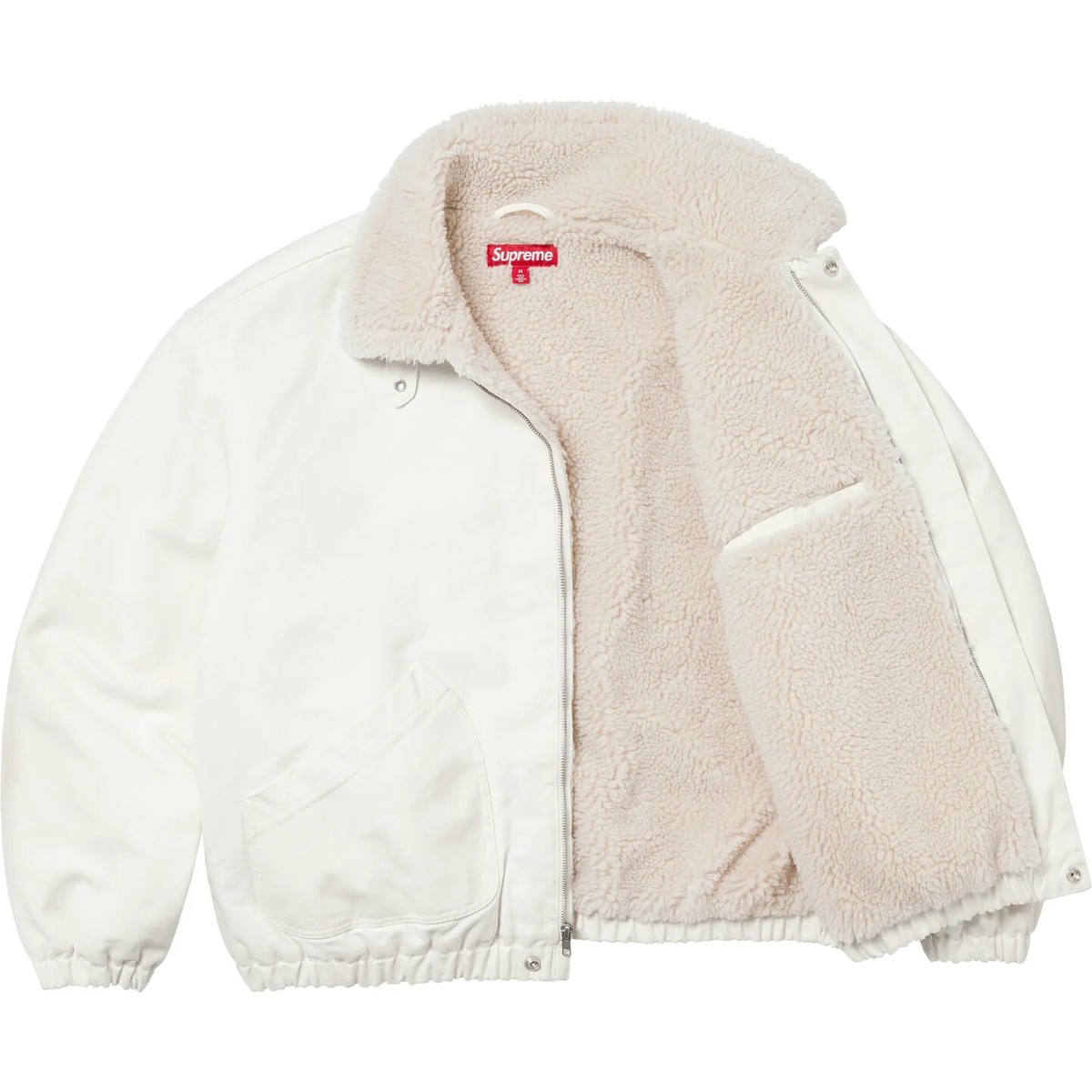 Supreme Faux Shearling Lined Bomber Jacket FW24 Black White Supreme Faux Shearling Lined Bomber Jacket FW24 Black White