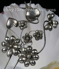 Exotic chinese handmade filligree miao silver hairpin headgear (palace style)