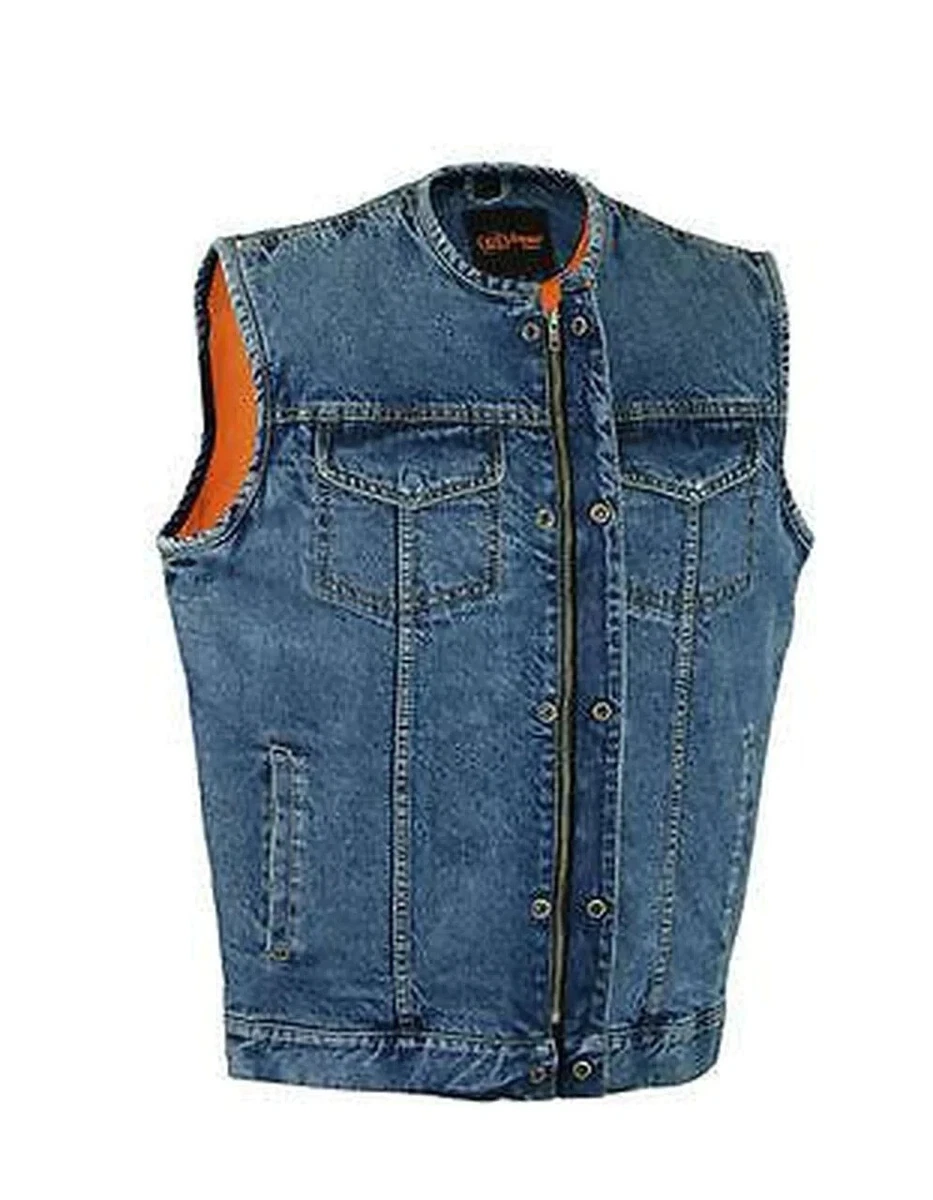 Denim vest shop no collar