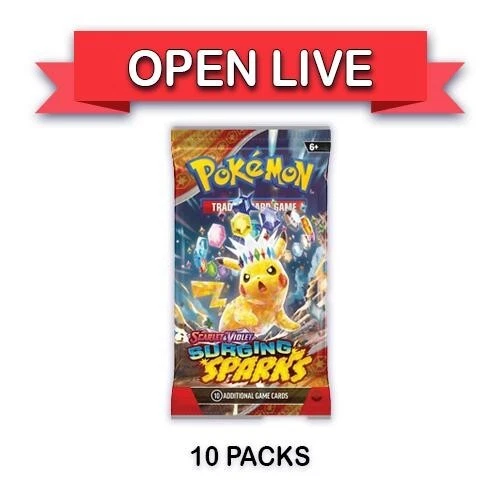 Open Live 10 Packs X Pokemon TCG Surging Sparks Loose Booster Pack English