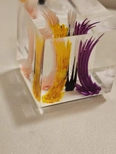 VTG RARE  LUCITE ABSTRACT PAPERWEIGHT VIBRANT COLORS 