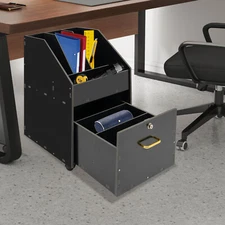 Mobile File Organizer w/Lock Under Desk Rolling File Cabinets Wood File Holder