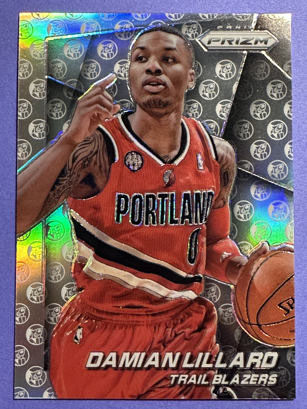 2014-15 Panini Prizm Damian Lillard SILVER LOGO Prizm Card #9 Trail Blazers