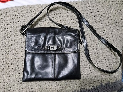 Giani Bernini Purse Bag Leather Money Crossbody Black Great