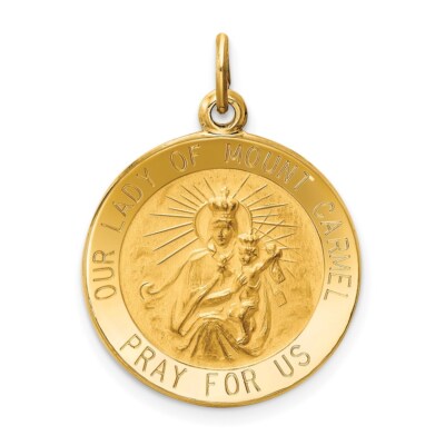 14k Gelbgold Unsere Liebe Frau von Mt. Karmel Medaille Charm Anhänger für Damen