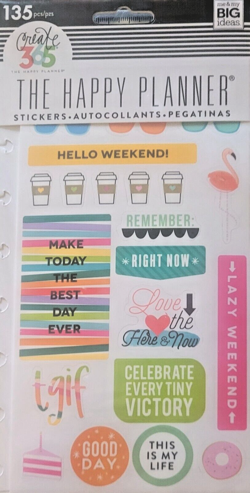 TGIF Happy Planner Sticker Sheets ~ PPSP-101 ~ 5 Sheets ~ 135 Pieces