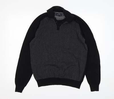 Matalan Herren Pullover schwarz Kragen Baumwollmischung Größe M