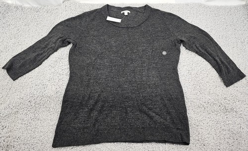 NWT New York & Co Womens Sweater Crewneck Charcoal Gray Dark Academia Casual XL - Picture 9 of 16
