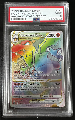 Pokemon Karte Glurak Charizard VStar Rainbow Brilliant Stars PSA 9 Mint 