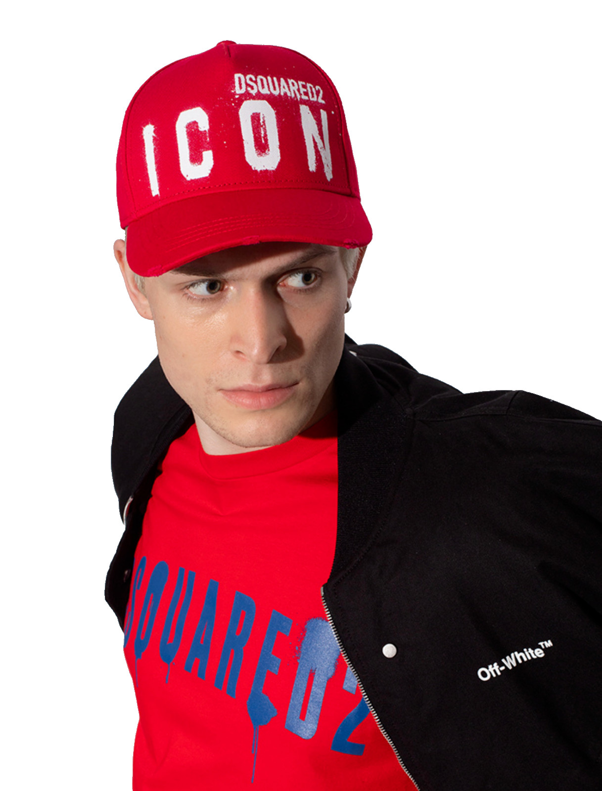 DSQUARED2 BE ICON Spray Paint Baseball Cap Trucker Hat New