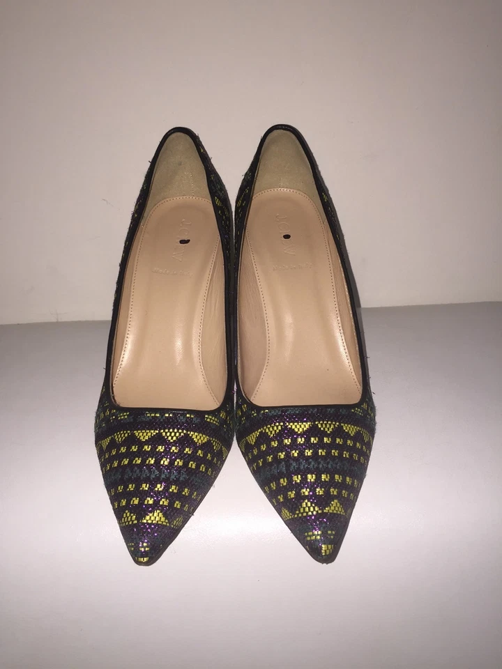 Zapatos de tacón de tela J Crew Elsie $268 10.5 c1036 retro limón Foto 4 de 4