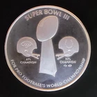 1972 NFL Superbowl III NY Jets Colts-999 Silver Almost 2 Oz (60 Gram) Art Round