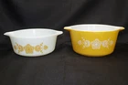 Vintage PYREX 472 and 473 BUTTERFLY GOLD casserole dishes 1 1/2 pint and 1 quart