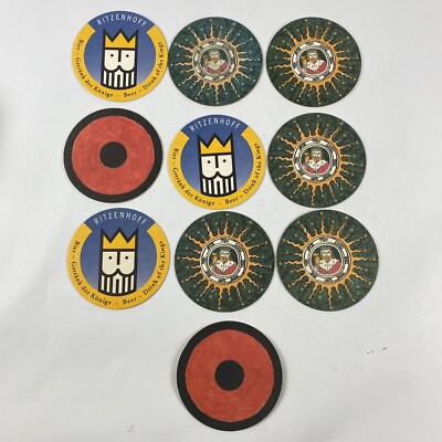 Lot 10 Vintage Ritzenhoff Beer Coasters Pub Bar Drink Cardboard Coasters Round