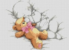 New Baby - Baby and Teddy Pink Counted Cross Stitch Chart No. 5-131