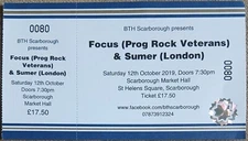FOCUS CONCERT TICKET LIVE IN SCARBOROUGH UK TOUR 2019 THIJS VAN LEER