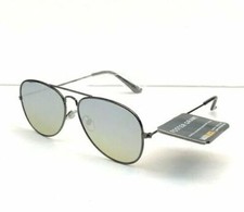 FOSTER GRANT MAXBLOCK AVIATOR PILOT SUNGLASSES BLACK RIM WITH MIRRORED LENS