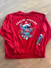Disney Lilo Stitch Christmas Sweatshirt Red Feelin Festive Santa Hat Graphic