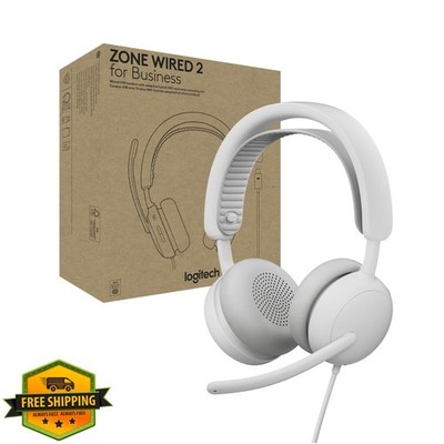 Logitech Zone Wired 2 Headset Noise Canceling USB-C Teams Off White