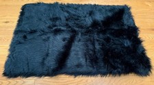Faux Animal Bear Fur Rug Black 24x36