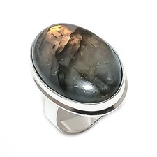 Natural Labradorite Gemstone 925 Sterling Silver Jewelry Ring Size 10 H871