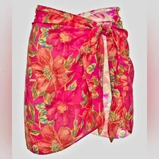 Beach Riot Melanie Sarong Swim Coverup in Miami Peony Pink Floral One Size - NEW