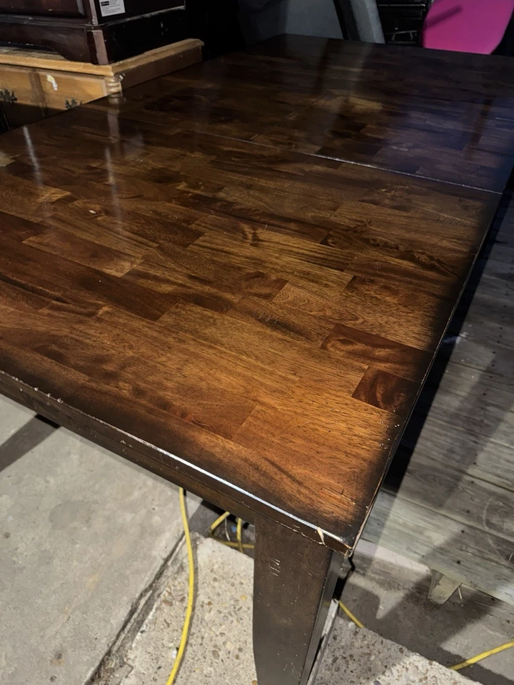 Mahogany Wooden Dining Table with Leaf That Folds Under The Table Modern Kitchen - Image 4 of 4