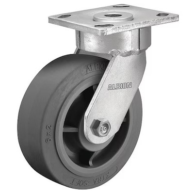 Albion 18Xs08229s 8'' X 2'' Non-Marking Rubber Soft Flat Swivel Caster, No Brake,