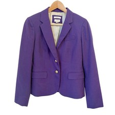 J Crew Schoolboy Blazer 4 Wool Blend Gold Buttons Stretch Preppy Office Purple