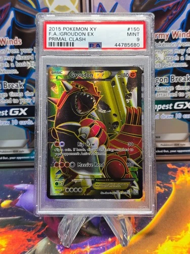 PSA 9 Mint Groudon EX #150 Primal Clash Full Art HOLO Pokemon Card