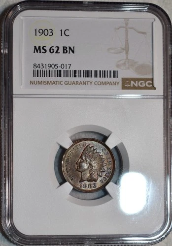 NGC MS-62 BN 1903 Indian Head Cent, Sharply Struck & Highly Lustrous.