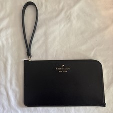 Kate Spade Black Saffiano Leather Wristlet Clutch Zip Wallet 7.5 x 4.5